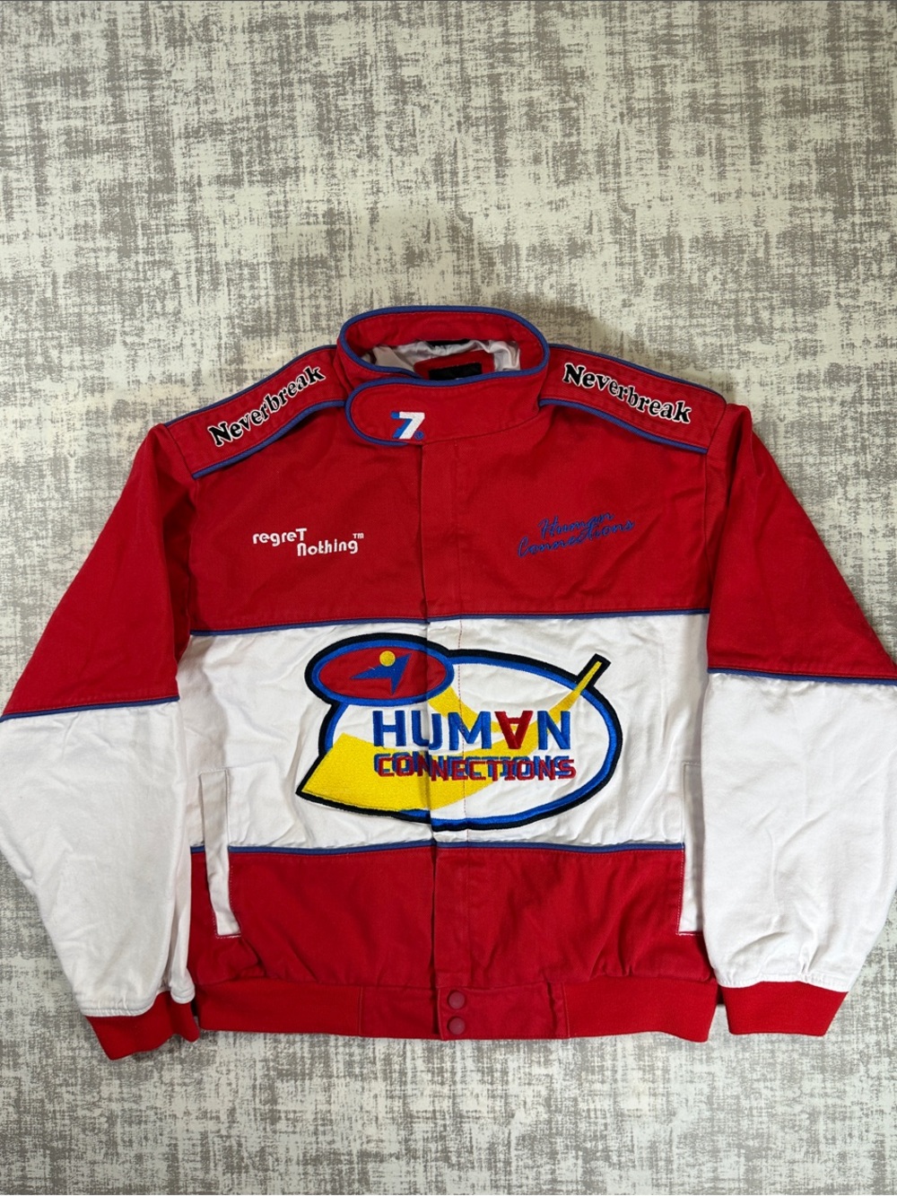 Zara Red & White 'Human Connections' Racing Jacket